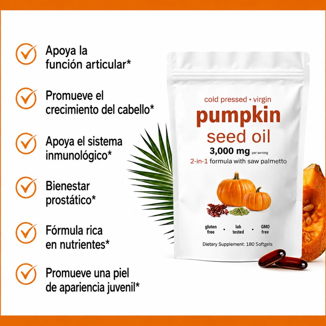 CÁPSULAS DE CALABAZA Y PALMITO | DETÉN LA CAÍDA DEL CABELLO |